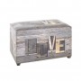 Coffre de rangement en simili gris - Motif Love - 65 x 40 x 42 cm