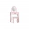 Coiffeuse avec Miroir + Tabouret - Décor rose et pied en bois - L 66 x P 36,5 x H 127