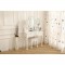 Coiffeuse en bois paulownia blanc + 1 tabouret - Style classique - L 90 cm