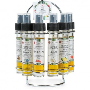 COLLITALI FARANDOLE présentoir 6 tubes sprays HUILE D'OLIVE aromatisation naturelle 30 ml,100% Italie