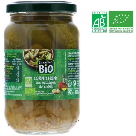Cornichons au vinaigre de cidre bio - Pasteurisés - 185 g
