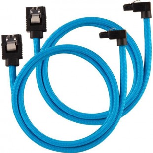 CORSAIR Câble gainé Premium SATA 6Gbps Bleu 60cm 90° - (CC-8900285)