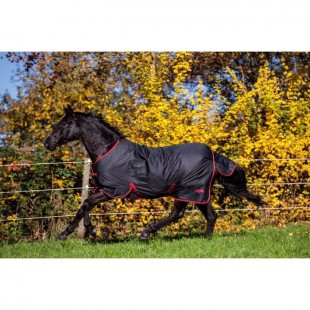 COVALLIERO Couverture cheval outdoor RugBeZero.1 - 145 cm - Noir et rouge