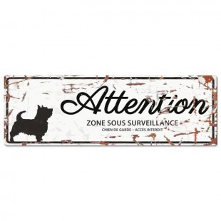 D&D Plaque Attention Chien Terrier - Blanc