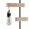 DETROIT Lampadaire industriel 2 tetes en bois - 40 x 25 x H150 cm - Noir - Ampoules décoratives E27 40W fournies
