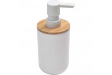 Distributeur a savon - Plastique / bambou - H16 x Ø7,2 cm - Blanc