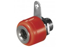 Prise de banane avec des étiquettes de soudure 4 mm, avec 2 écrous, rouge