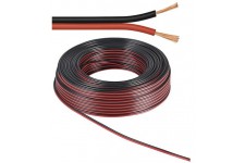 câble haut-parleur rouge / noir CU 10 m rolll, diamètre 2x0,5 mm²