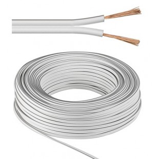 câble de haut-parleur blanc CU Rouleau de 50 m, diamètre 2x2,5 mm²