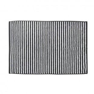DONE Tapis de bain Daily Shapes Stripes - 50x70 cm - Gris anthracite et blanc