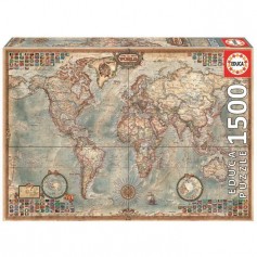 EDUCA Puzzle 1500 Pieces - Le Monde, Carte Politique
