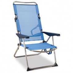 EREDU Chaise de camping - 4 positions - Bleu