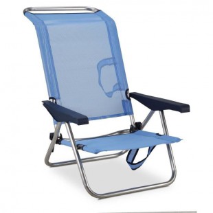EREDU Chaise de Plage-Lit 991/Tx - Aluminium et PVC Tissé - Bleu et Gris
