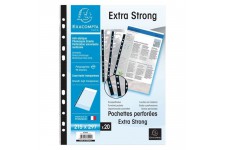 EXACOMPTA - 20 Pochettes perforées - Bande de renfort - 21 x 29,7 - Polypropylene lisse incolore 85µ - 11 trous - Sous film