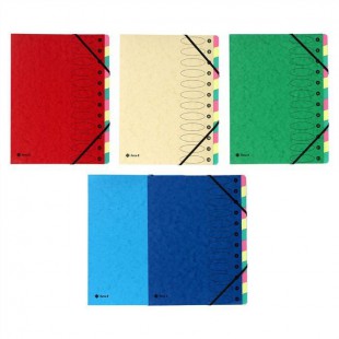 EXACOMPTA - Trieur a soufflet elastique - 12 positions - 24,5 x 31,5 - Carte lustrée vernie F.S.C 5/10eme - 4 couleurs aléatoire