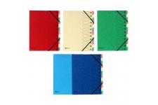 EXACOMPTA - Trieur a soufflet elastique - 12 positions - 24,5 x 31,5 - Carte lustrée vernie F.S.C 5/10eme - 4 couleurs aléatoire