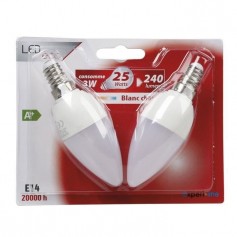 EXPERTLINE Lot de 2 Ampoules LED E14 flamme 3 W équivalent a 25 W blanc chaud