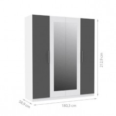 FINLANDEK Armoire de chambre PEHMEÄ style contemporain blanc et gris - L 180,3 cm