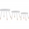 FINLANDEK Lot de 3 tables gigognes rondes SVEN scandinave - Plateau blanc + pieds pin massif bicolore - Ø 46, 40 et 35 cm