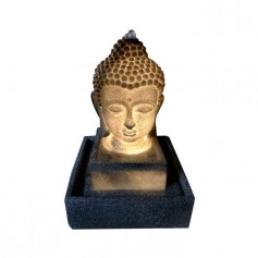 Fontaine lumineuse Bouddha - 3 LED - 27 x 27 x H41 cm - Polyresine - Gris - Transfo