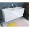 GLOSSY Meuble de Salle de bain double vasque L 120cm - Blanc laqué brillant