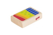 GOKI Shaker box Arlequin - 7x5x2cm - Bois naturel - Motif coloré