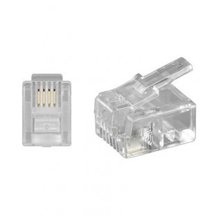 Lot de 10 - TEL MODU RJ11 6P4C/RJ11 Arrondis Prise