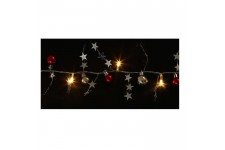 Guirlande de Noël boules et étoiles - 10 LED blanc - L 1 m