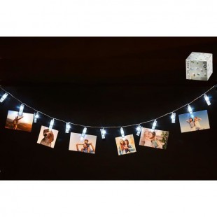 Guirlande lumineuse pour photos - 10 pinces LED - 200 cm