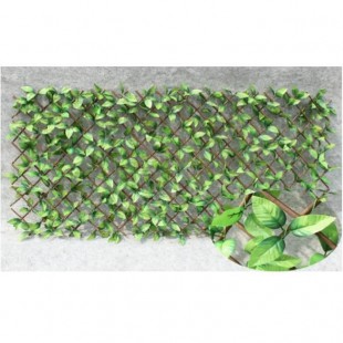IDEAL GARDEN Treillis extensible Osier - Avec feuilles artificielles classiques - 1 x 2 m