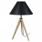 IDUN Lampe a poser en bois naturel - Ø30 x H.56 cm - Abat-jour conique noir - E27 60W