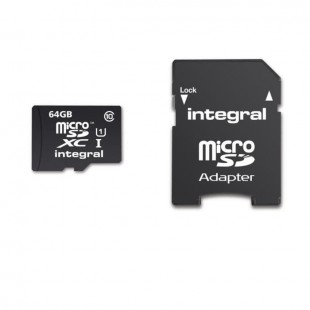 INTEGRAL Carte micro SDXC 64GB avec adapatateur SDXC CL.10 40MB/S