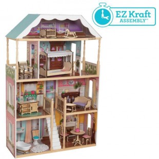 KIDKRAFT - Maison de poupées en bois Charlotte avec EZ Kraft Assembly?