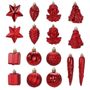 Kit de 16 décorations de Noël PVC - Ø 5 8 cm - Rouge