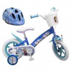LA REINE DES NEIGES Vélo 12" + Casque - Enfant fille - Bleu et blanc