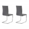 LEA Lot de 2 chaises de salle a manger - Simili gris - Style contemporain - L 43 x P 56 cm
