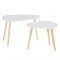 LITCHI Lot de 2 tables gigognes scandinave - MDF blanc laqué + pieds bois pin massif - L 70 x l 40 cm et L 58 x l 38 cm