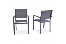 Lot de 2 fauteuils en aluminium - 57 x 56 x 87 cm - Gris