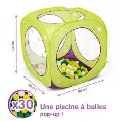 LUDI Aire de jeu cube a balles Papillons + 85 balles offertes