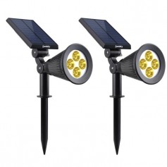 LUMI JARDIN Lot de 2 projecteurs Spot lumineux solaire a LED Spiky - Lumiere blanc chaud - 34 cm