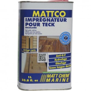 MATT CHEM MARINE Impregnateur pour Teck incolore Mattco Incolore - Formulation en phase aqueuse