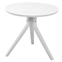 MAYFLOWER Bout de canapé/table d'appoint scandinave ronde en chene laqué blanc mat - Ø 50 cm