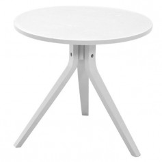 MAYFLOWER Bout de canapé/table d'appoint scandinave ronde en chene laqué blanc mat - Ø 50 cm