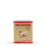 MECABOIS - Baril de 100 pieces - Jeux de constructions planchettes en bois - Fabriqué en France