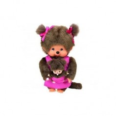 MONCHICHI Maman et son bébé rose - 20 cm