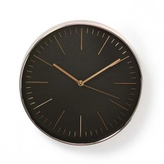NEDIS Horloge murale circulaire - Ø 30 cm - Noir et Or rose