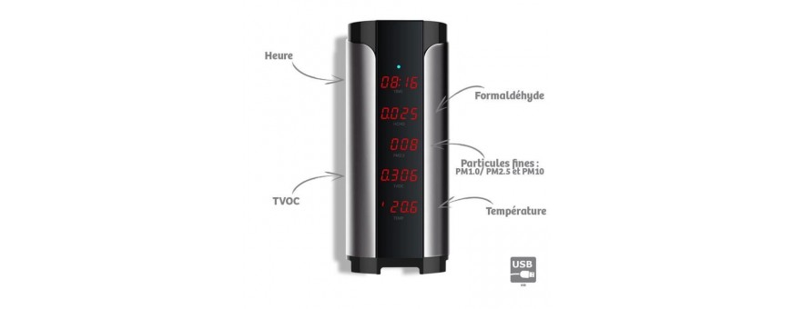 ENVIRONNEMENT (QUALITE DE L'AIR - DEPERDITION DE CHALEUR - MESURE THERMIQUE - HYGROMETRE)