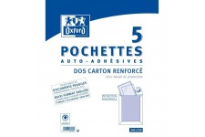 OXFOR 5 Pochettes Dos carton renforcé auto-adhésives - 26 cm x 1 cm x 33 cm