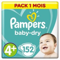 PAMPERS Baby Dry Taille 4+ - 9 a 18kg - 152 couches - Format pack 1 mois