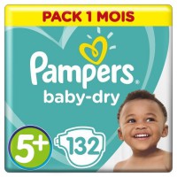 PAMPERS Baby Dry Taille 5+ - 13 a 25kg - 132 couches - Format pack 1 mois